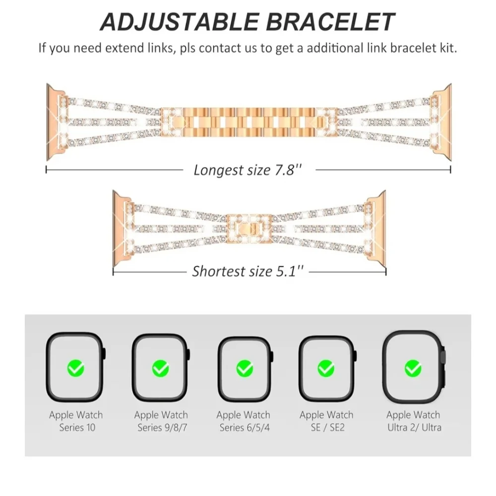New Rose Gold And Crystals Apple Watch Band